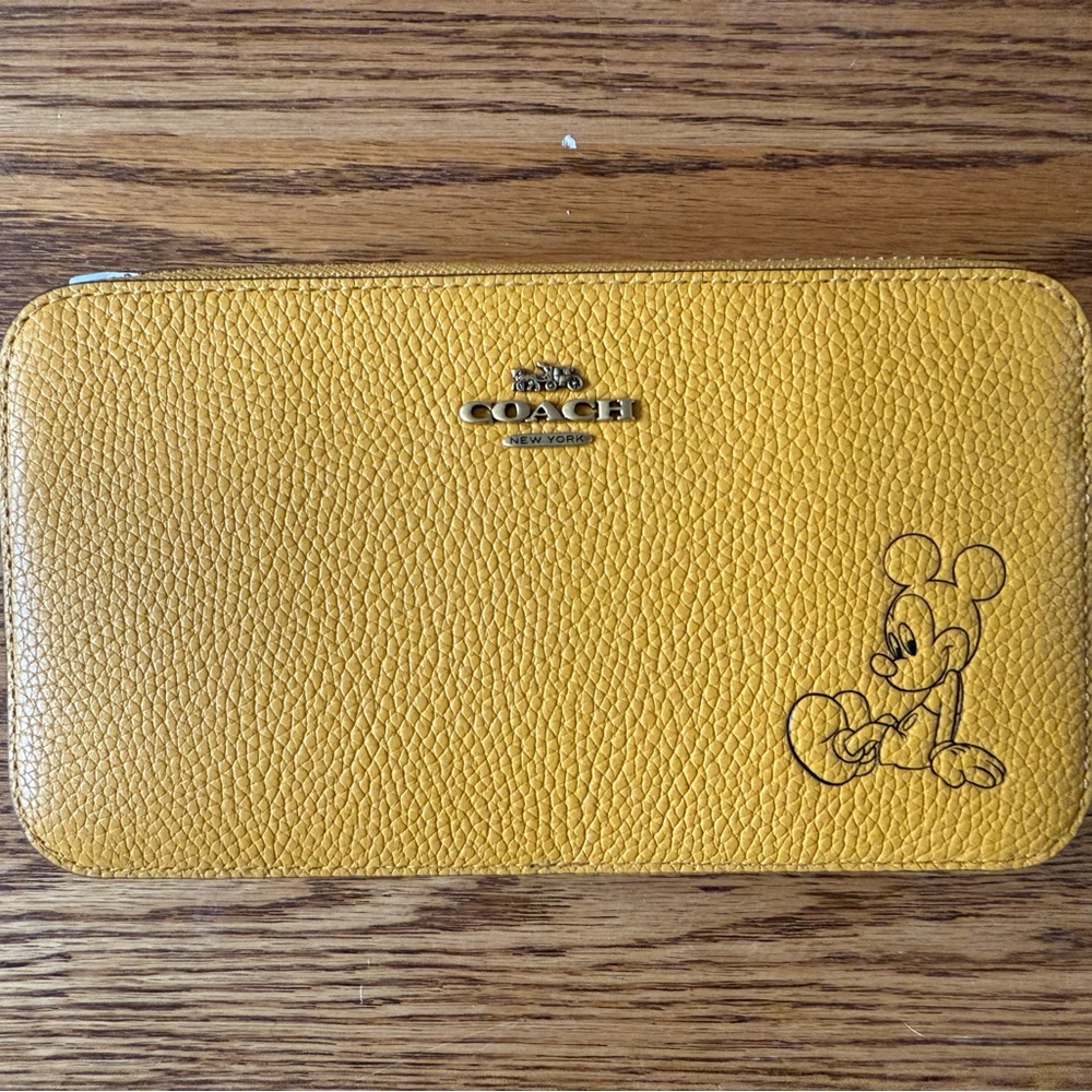 Coach Mustard leather crossbody with Mickey Mouse